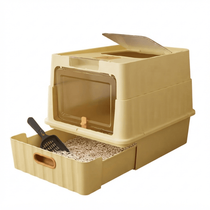 Ziggy Pupps Cat Cat Litter Box Drawer Style Fully Enclosed Easy Clean Pet Toilet Yallow