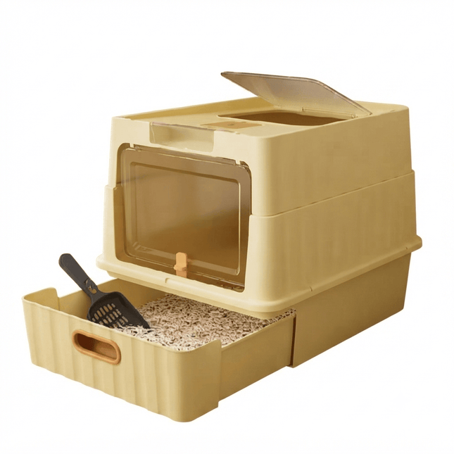 Ziggy Pupps Cat Cat Litter Box Drawer Style Fully Enclosed Easy Clean Pet Toilet Yallow