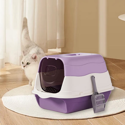 Ziggy Pupps Cat Cat Litter Box Enclosed Cat Toilet Spacious Odor Proof Litter Box with Window 50× 33× 31 cm