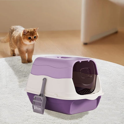 Ziggy Pupps Cat Cat Litter Box Enclosed Cat Toilet Spacious Odor Proof Litter Box with Window 50× 33× 31 cm