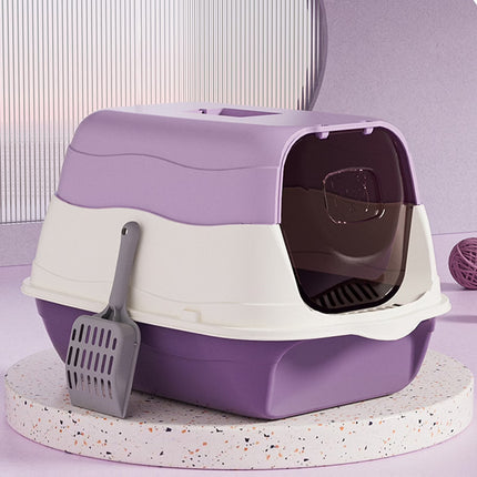 Ziggy Pupps Cat Cat Litter Box Enclosed Cat Toilet Spacious Odor Proof Litter Box with Window 50× 33× 31 cm