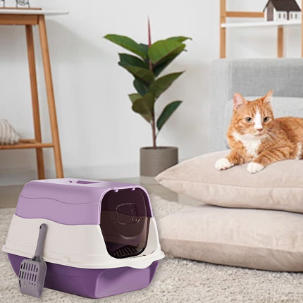 Ziggy Pupps Cat Cat Litter Box Enclosed Cat Toilet Spacious Odor Proof Litter Box with Window 50× 33× 31 cm
