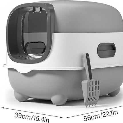 Ziggy Pupps Cat Cat Litter Box for Cats Easy to Clean Size  56× 39 × 40cm Grey