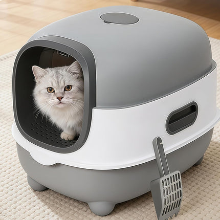 Ziggy Pupps Cat Cat Litter Box for Cats Easy to Clean Size  56× 39 × 40cm Grey