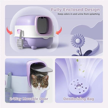 Ziggy Pupps Cat Cat Litter Box for Cats Easy to Clean Size  56× 39 × 40cm Purple