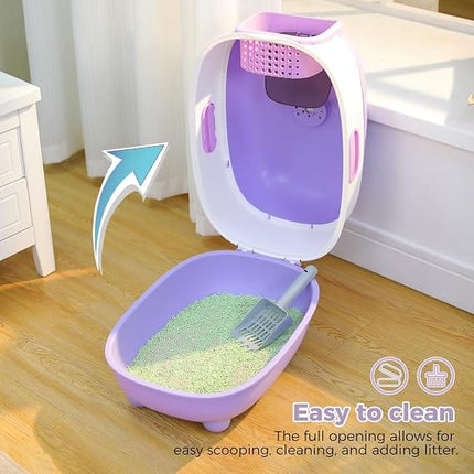 Ziggy Pupps Cat Cat Litter Box for Cats Easy to Clean Size  56× 39 × 40cm Purple