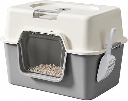 Ziggy Pupps Cat Cat Litter Box Plastic Enclosed Cats Litter Perfect for Cats Pans Toilet Gray