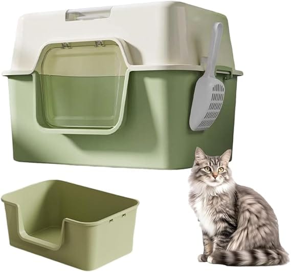 Ziggy Pupps Cat Cat Litter Box Plastic Enclosed Cats Litter Perfect for Small Cats Pans Toilet Mint Green