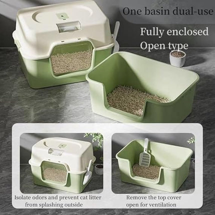 Ziggy Pupps Cat Cat Litter Box Plastic Enclosed Cats Litter Perfect for Small Cats Pans Toilet Mint Green