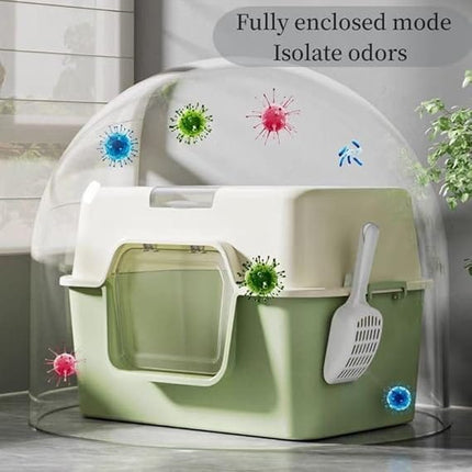 Ziggy Pupps Cat Cat Litter Box Plastic Enclosed Cats Litter Perfect for Small Cats Pans Toilet Mint Green