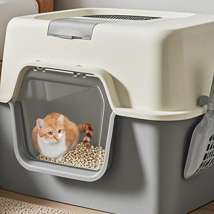 Ziggy Pupps Cat Cat Litter Box Plastic Enclosed Cats Litter Perfect for Small Cats Pans Toilet Yellow