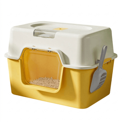 Ziggy Pupps Cat Cat Litter Box Plastic Enclosed Cats Litter Perfect for Small Cats Pans Toilet Yellow