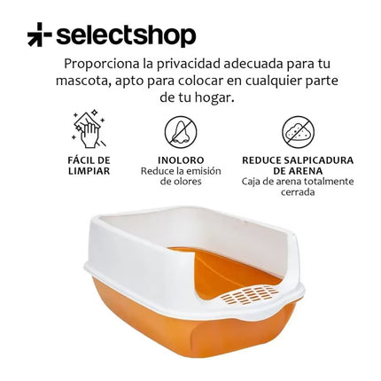 Ziggy Pupps Cat Cat Litter Box with Front Door and Scoop 50.5x34x33cm Enclosed Pet Toilet Orange