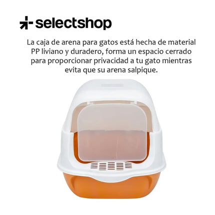 Ziggy Pupps Cat Cat Litter Box with Front Door and Scoop 50.5x34x33cm Enclosed Pet Toilet Orange