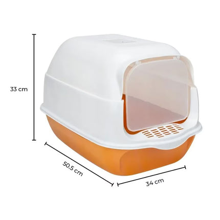 Ziggy Pupps Cat Cat Litter Box with Front Door and Scoop 50.5x34x33cm Enclosed Pet Toilet Orange