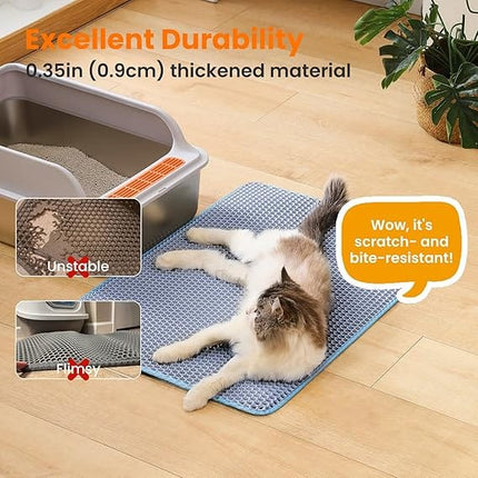 Ziggy Pupps Cat Cat Litter Mat Trapping For Litter Box 30× 30 cm Small Blue