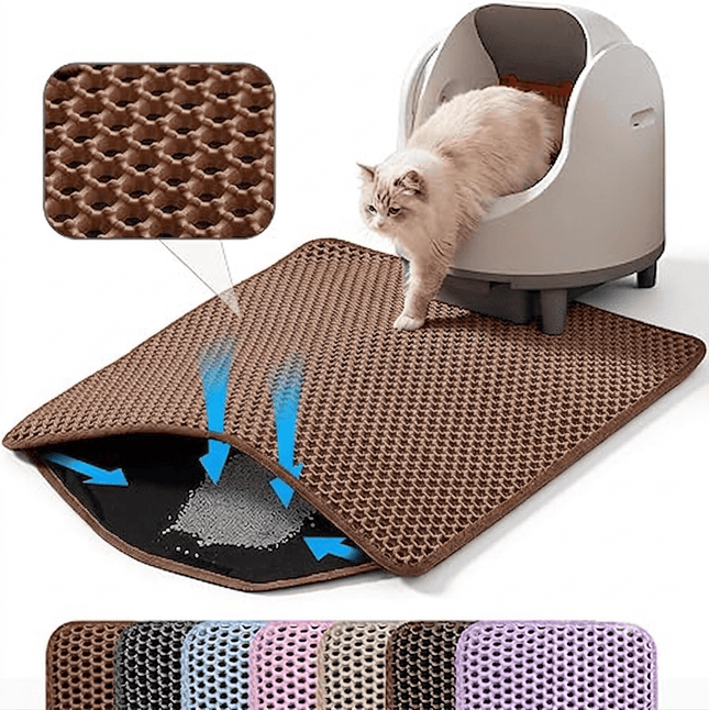 Ziggy Pupps Cat Cat Litter Mat Trapping For Litter Box 30× 30 cm Small Brown