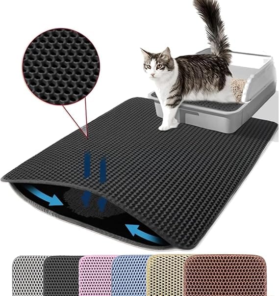 Ziggy Pupps Cat Cat Litter Mat Trapping For Litter Box 40 × 50 cm Black