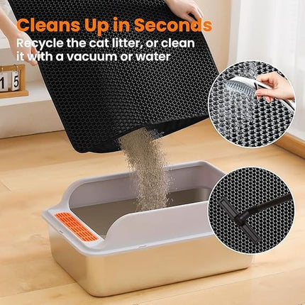 Ziggy Pupps Cat Cat Litter Mat Trapping For Litter Box 40 × 50 cm Black