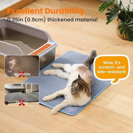 Ziggy Pupps Cat Cat Litter Mat Trapping For Litter Box 45 × 60 cm Blue