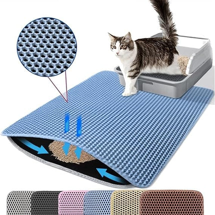Ziggy Pupps Cat Cat Litter Mat Trapping For Litter Box 45 × 60 cm Blue