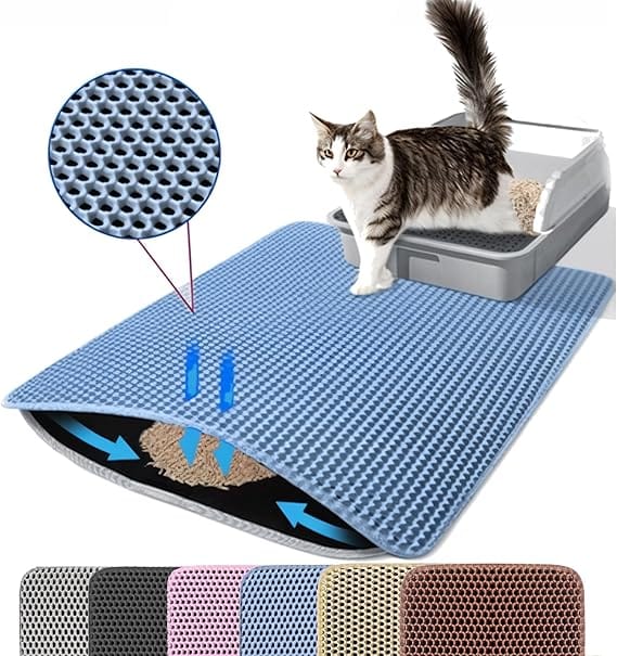 Ziggy Pupps Cat Cat Litter Mat Trapping For Litter Box 45 × 60 cm Blue