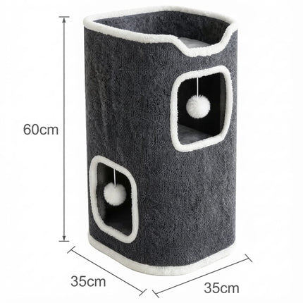 Ziggy Pupps Cat Cat Scratching Barrel and Tower  Multi-Level Cat Tree House with Resting Bed 35x35x60cm