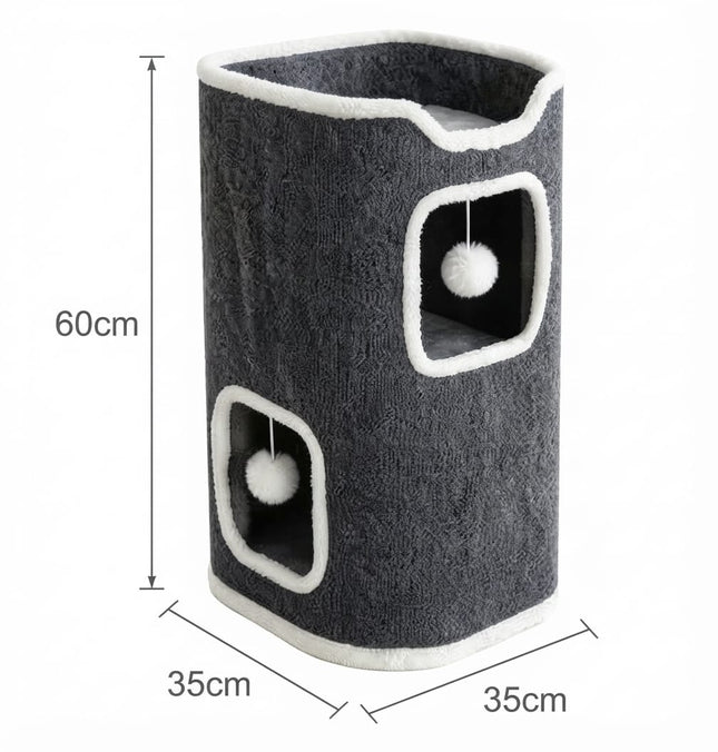 Ziggy Pupps Cat Cat Scratching Barrel and Tower  Multi-Level Cat Tree House with Resting Bed 35x35x60cm