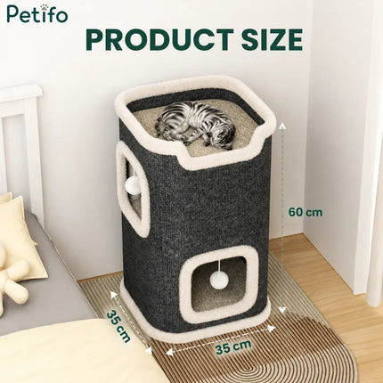 Ziggy Pupps Cat Cat Scratching Barrel and Tower  Multi-Level Cat Tree House with Resting Bed 35x35x60cm