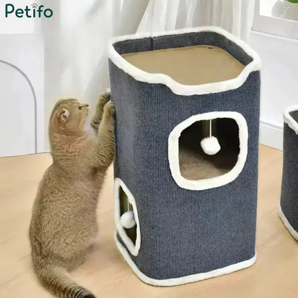 Ziggy Pupps Cat Cat Scratching Barrel and Tower  Multi-Level Cat Tree House with Resting Bed 35x35x60cm