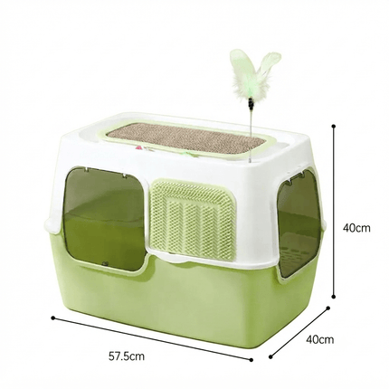 Ziggy Pupps Cat Cat Scratching Post And Cat Teaser Wand 2-in-1 Fully Enclosed Cat Litter Box Green