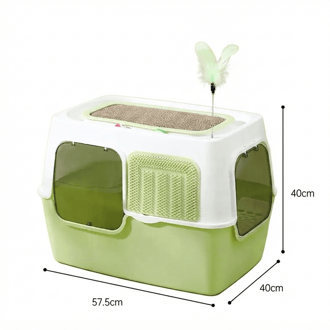 Ziggy Pupps Cat Cat Scratching Post And Cat Teaser Wand 2-in-1 Fully Enclosed Cat Litter Box Green