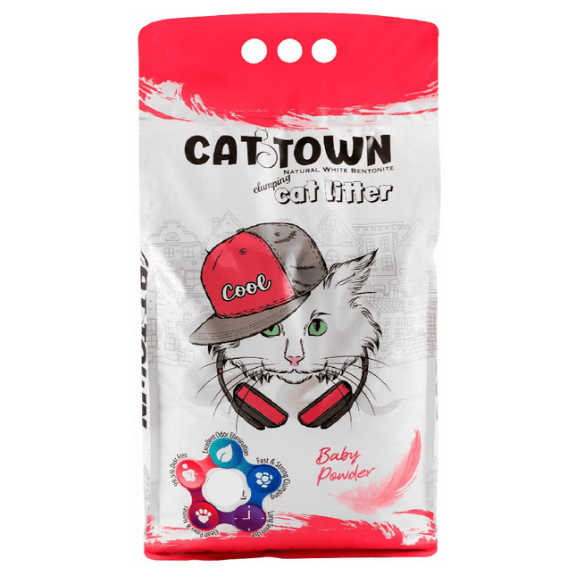 Ziggy Pupps Cat Cat Town White Bentonite Clumping Cat Litter Baby Powder Scent 20 L