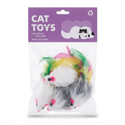 Ziggy Pupps Cat Cat Toys Plush Mouse Set with Feathers Interactive Feline Play Toy