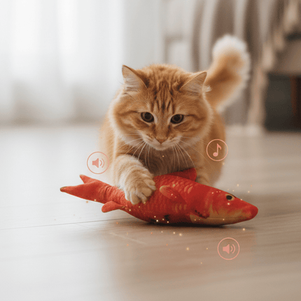 Ziggy Pupps Cat Crazy Fish Moving toys with Usb Orange