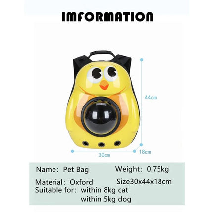 Ziggy Pupps cat Cute Chick Designed Pet Travel Backpack