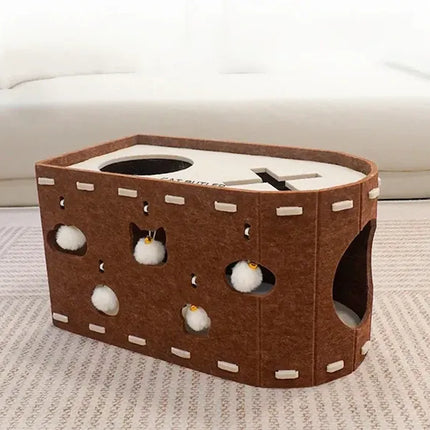 Ziggy Pupps Cat Detachable Felt Cat House Scratching Cave Bed for Indoor Cats