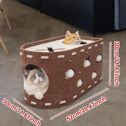 Ziggy Pupps Cat Detachable Felt Cat House Scratching Cave Bed for Indoor Cats