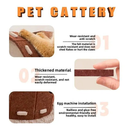 Ziggy Pupps Cat Detachable Felt Cat House Scratching Cave Bed for Indoor Cats