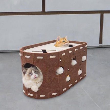 Ziggy Pupps Cat Detachable Felt Cat House Scratching Cave Bed for Indoor Cats