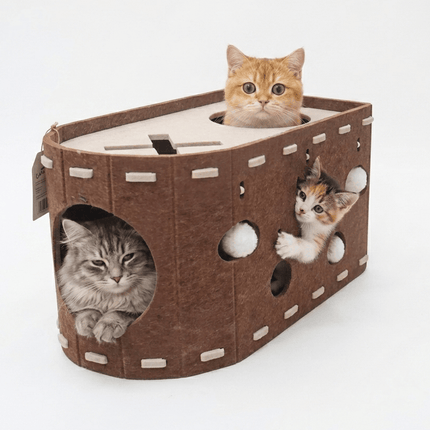Ziggy Pupps Cat Detachable Felt Cat House Scratching Cave Bed for Indoor Cats