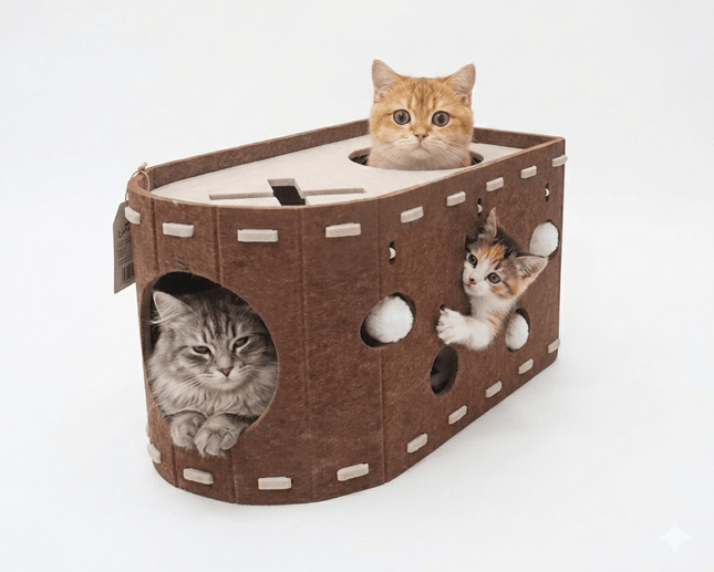 Ziggy Pupps Cat Detachable Felt Cat House Scratching Cave Bed for Indoor Cats