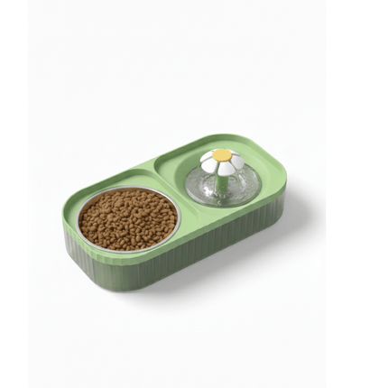 Ziggy Pupps Cat Dispenser Water Fountain With Food Bowl For Cats