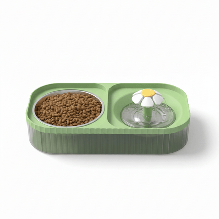 Ziggy Pupps Cat Dispenser Water Fountain With Food Bowl For Cats