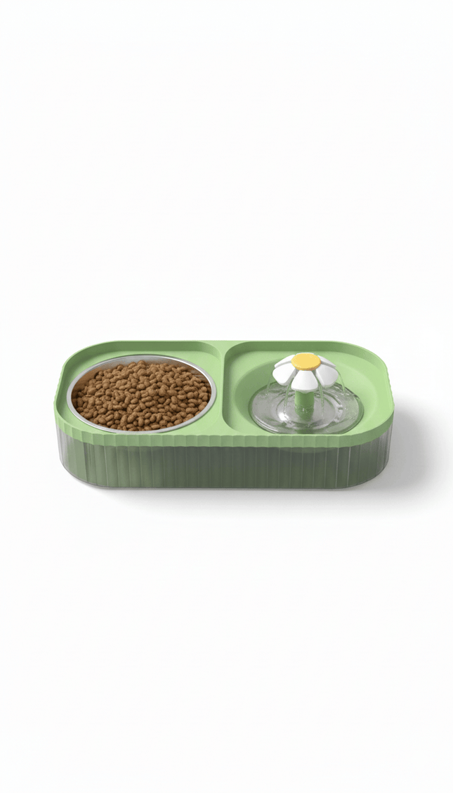 Ziggy Pupps Cat Dispenser Water Fountain With Food Bowl For Cats