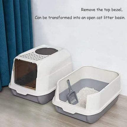 Ziggy Pupps Cat Enclosed Cat Litter Box Anti Splash Pet Toilet with Odor Control 52x36x35 cm