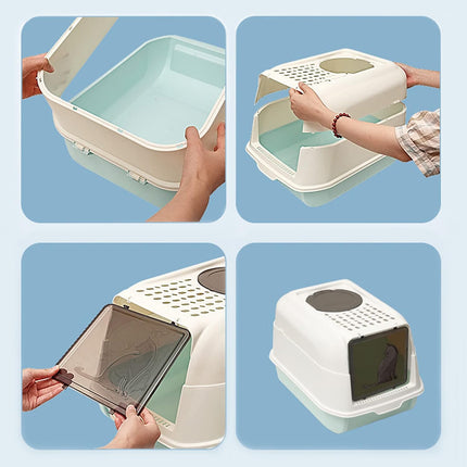 Ziggy Pupps Cat Enclosed Cat Litter Box Anti Splash Pet Toilet with Odor Control 52x36x35 cm