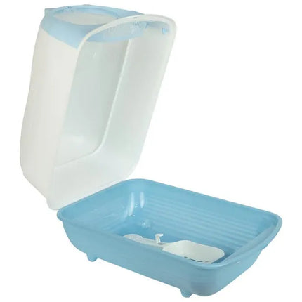 Ziggy Pupps Cat Enclosed Cat Litter Box with High Sides 33×46×35 cm Blue