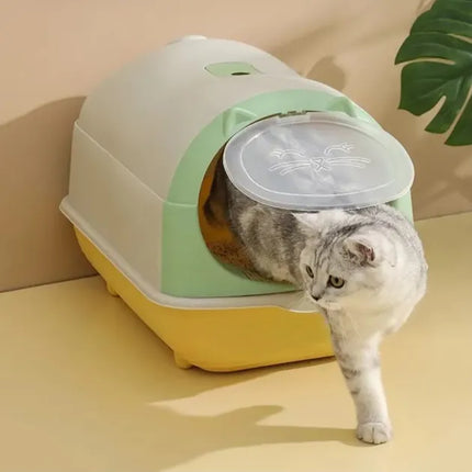 Ziggy Pupps Cat Enclosed Cat Litter Box with High Sides 33×46×35 cm Blue