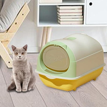 Ziggy Pupps Cat Enclosed Cat Litter Box with High Sides 33×46×35 cm Light Green